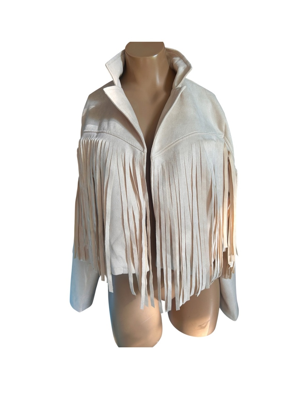 Women's Cream Suede Fringe Leather Jacket